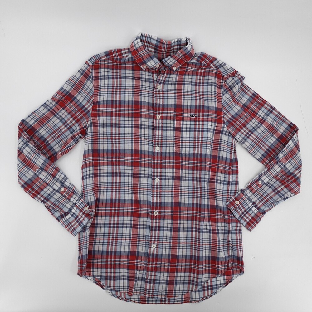 Vineyard Vines Shirt Mens Medium Plaid Long Sleeve Classic Fit Tucker Shep Ian
